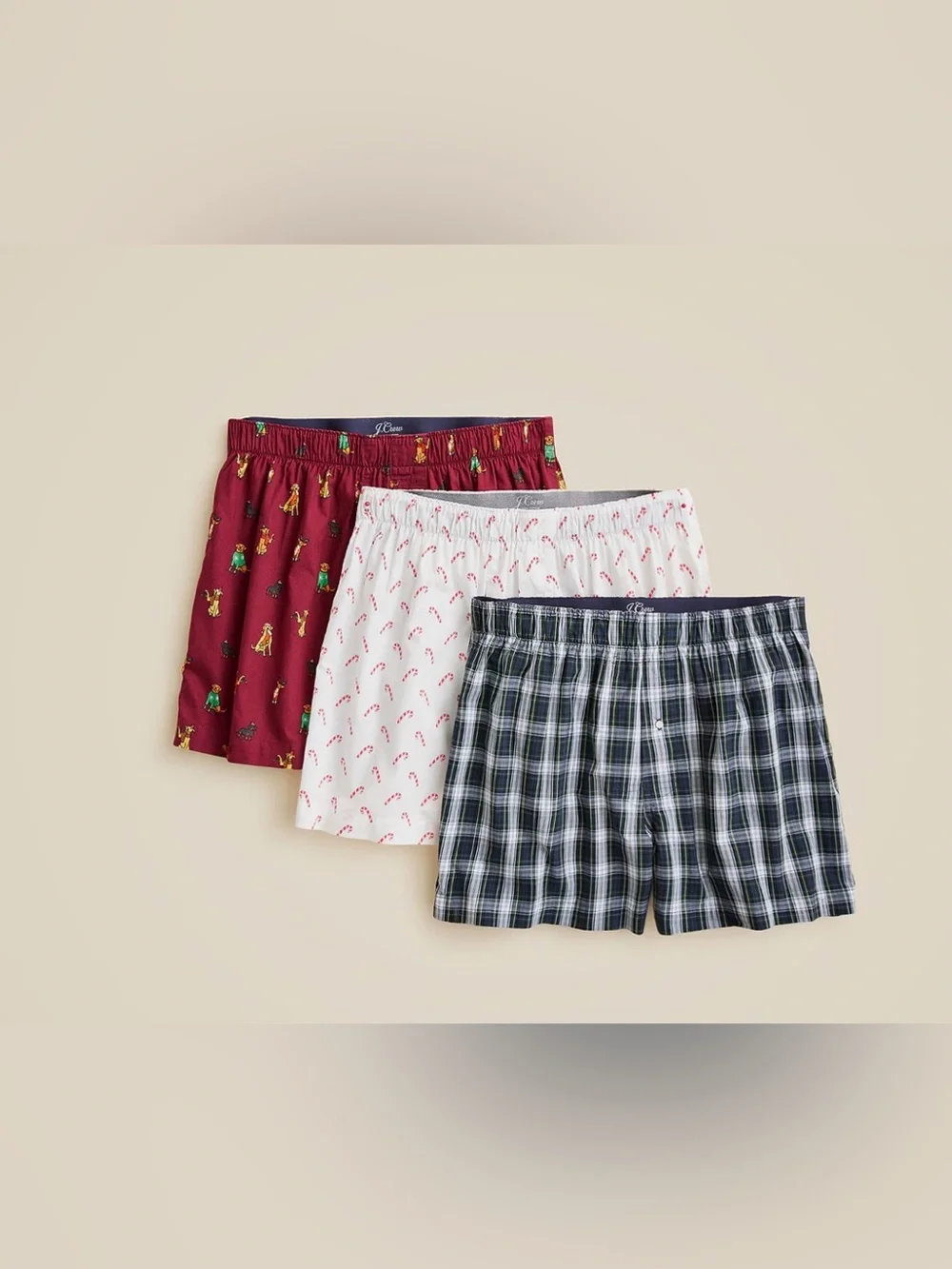 J. Crew Men's Woven boxers multipack 3 pairs Size Small Cotton Christmas Plaid